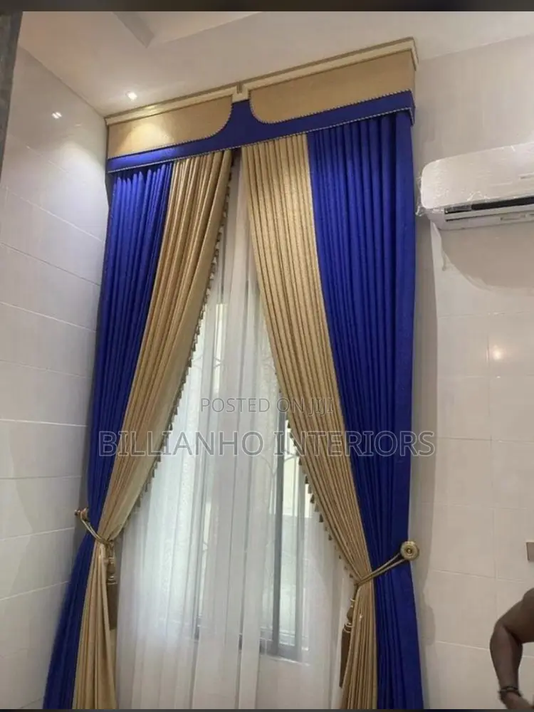 Blue and Gold Color Combo Turkish Curtains