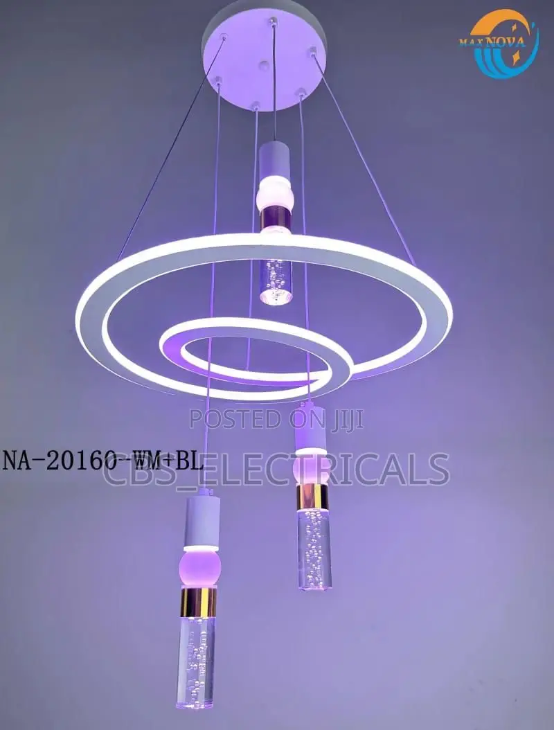 Ring and Crystal Column Chandelier