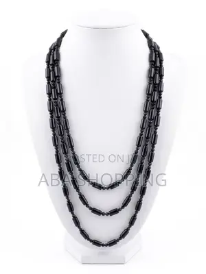 Men’S Traditional Black Stone Beads (3 in 1) With Hand Bracelets