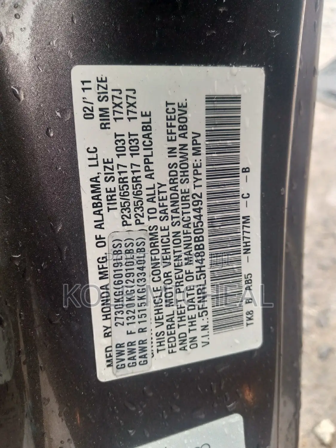 Honda Odyssey 2011 Gray