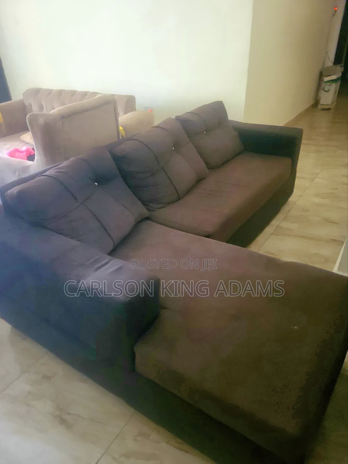 L Shaped Dark Brown Quality Material Sof