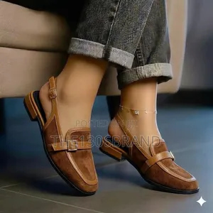 Elegant Women's Slingback Loafers – Classic Buckle Low Heel Shoes