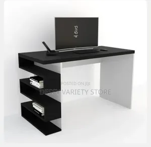 Wood Office Table: Office Table- Laptop Desk White/Black