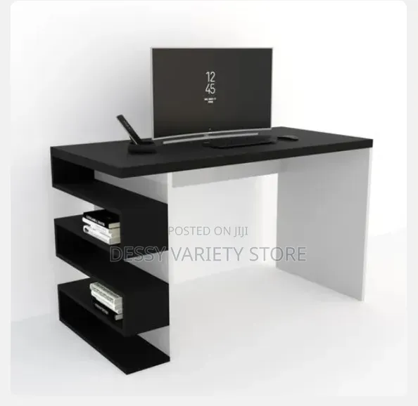 Wood Office Table: Office Table- Laptop Desk White/Black