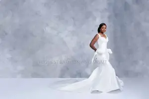 Ball Gown Silhouette, Off-Shoulder, Bow Detail, Chapel Length.