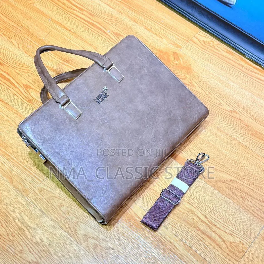Plain Leather Laptop Office Bag