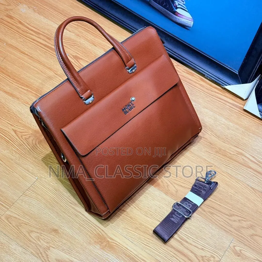Plain Leather Laptop Office Bag
