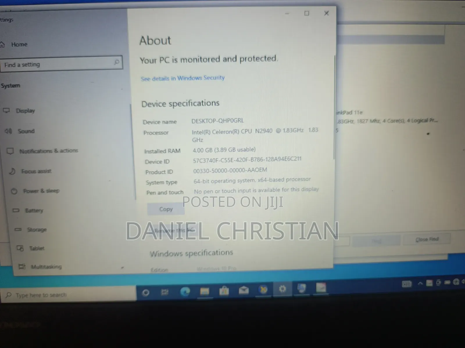 Laptop Lenovo ThinkPad 11e 4GB Intel Celeron SSD 60GB