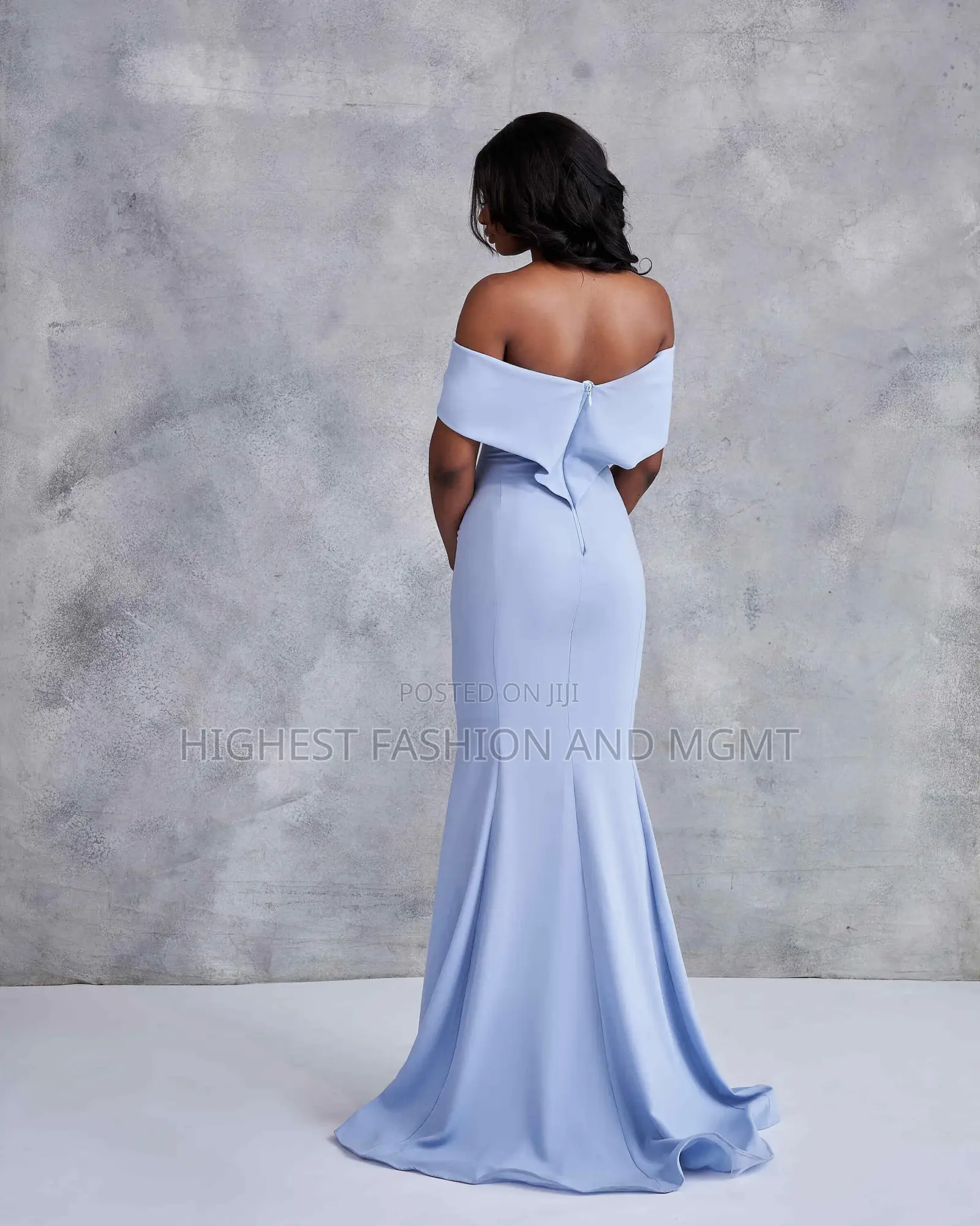 Off Shoulder Side Slit, Floor Length Gown