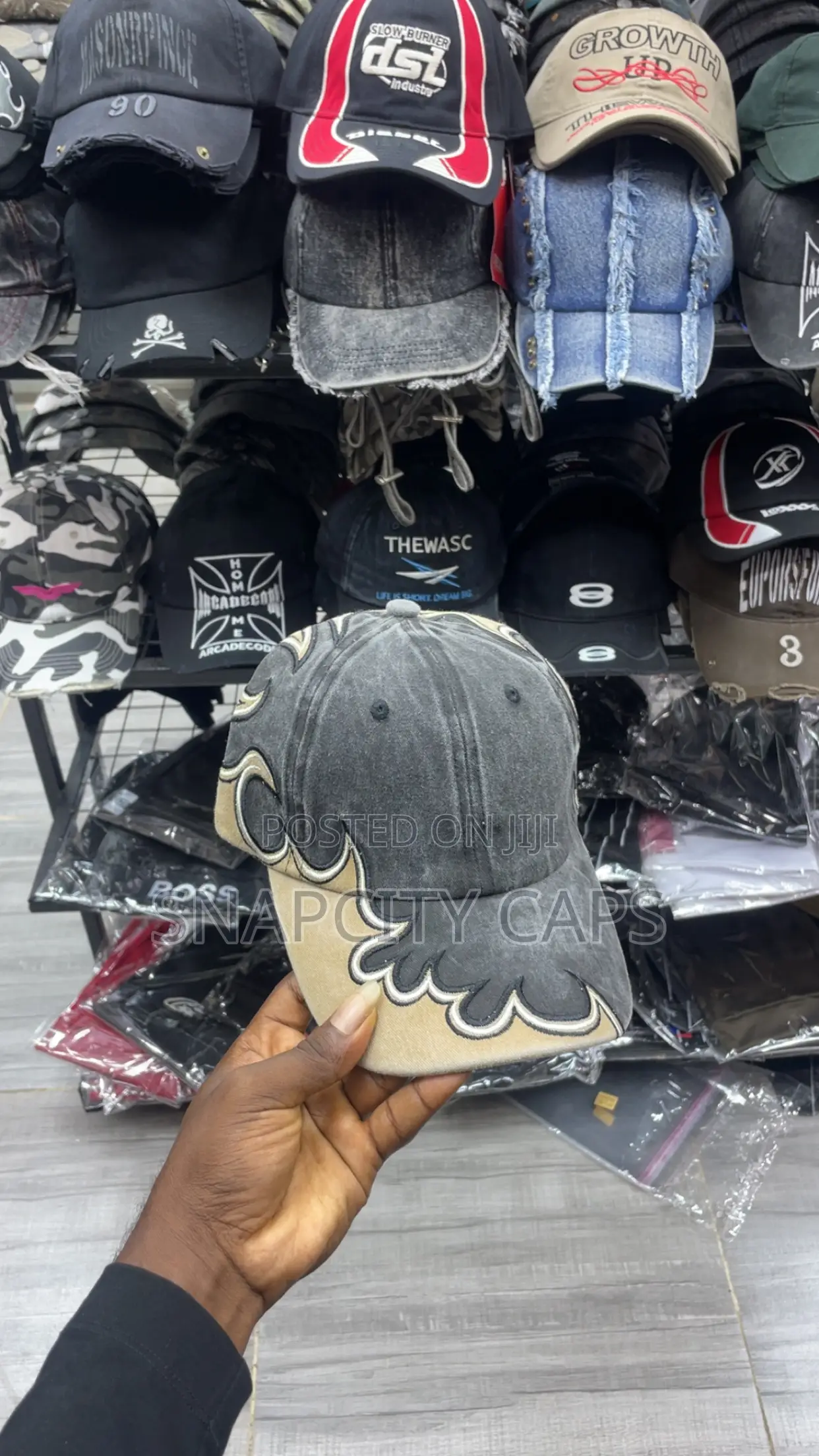 Flame Acid Washed Denim Cap