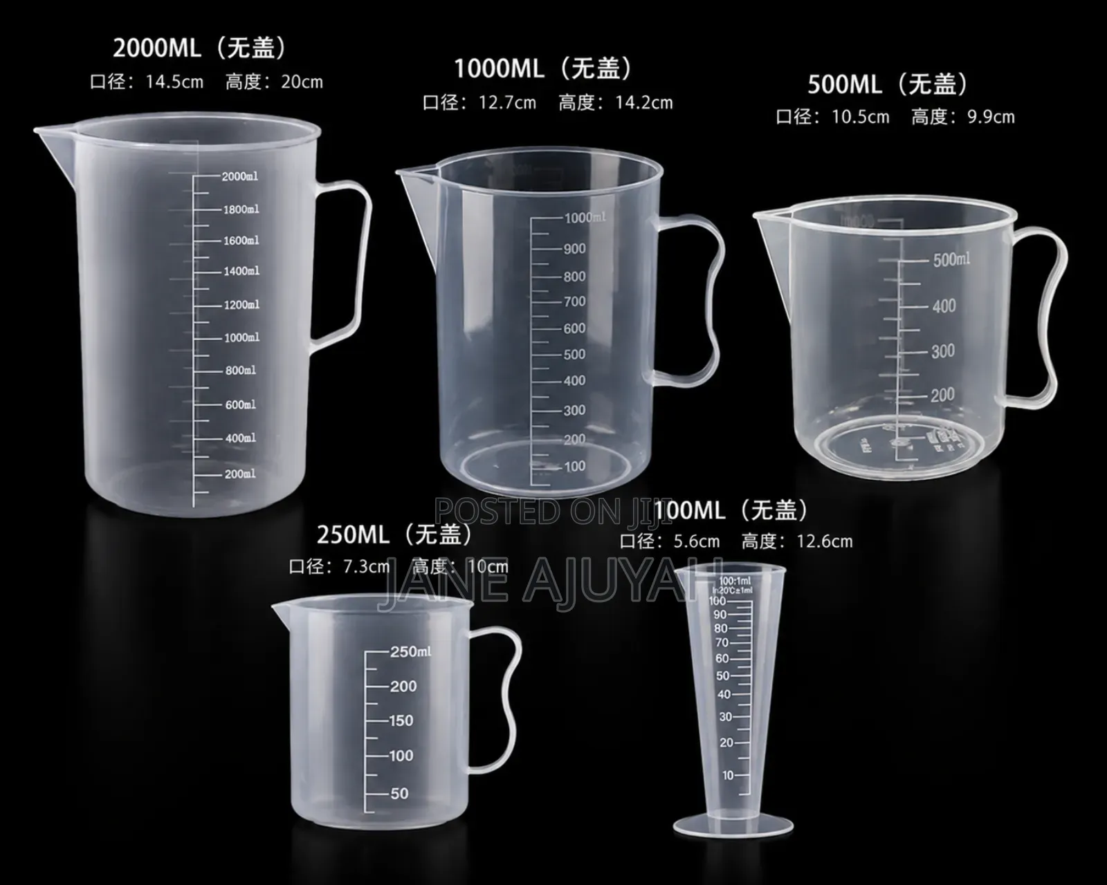 5pcs/Set Clear Plastic Graduated Measuring Cup
