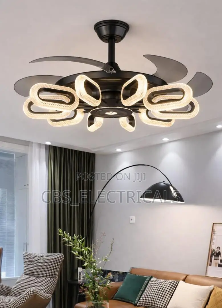 Petal-Inspired Retractable Fan Chandelier