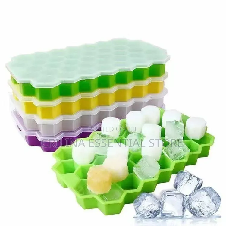 37 Cells Silicon Ice Cube Tray With Sealing Lid