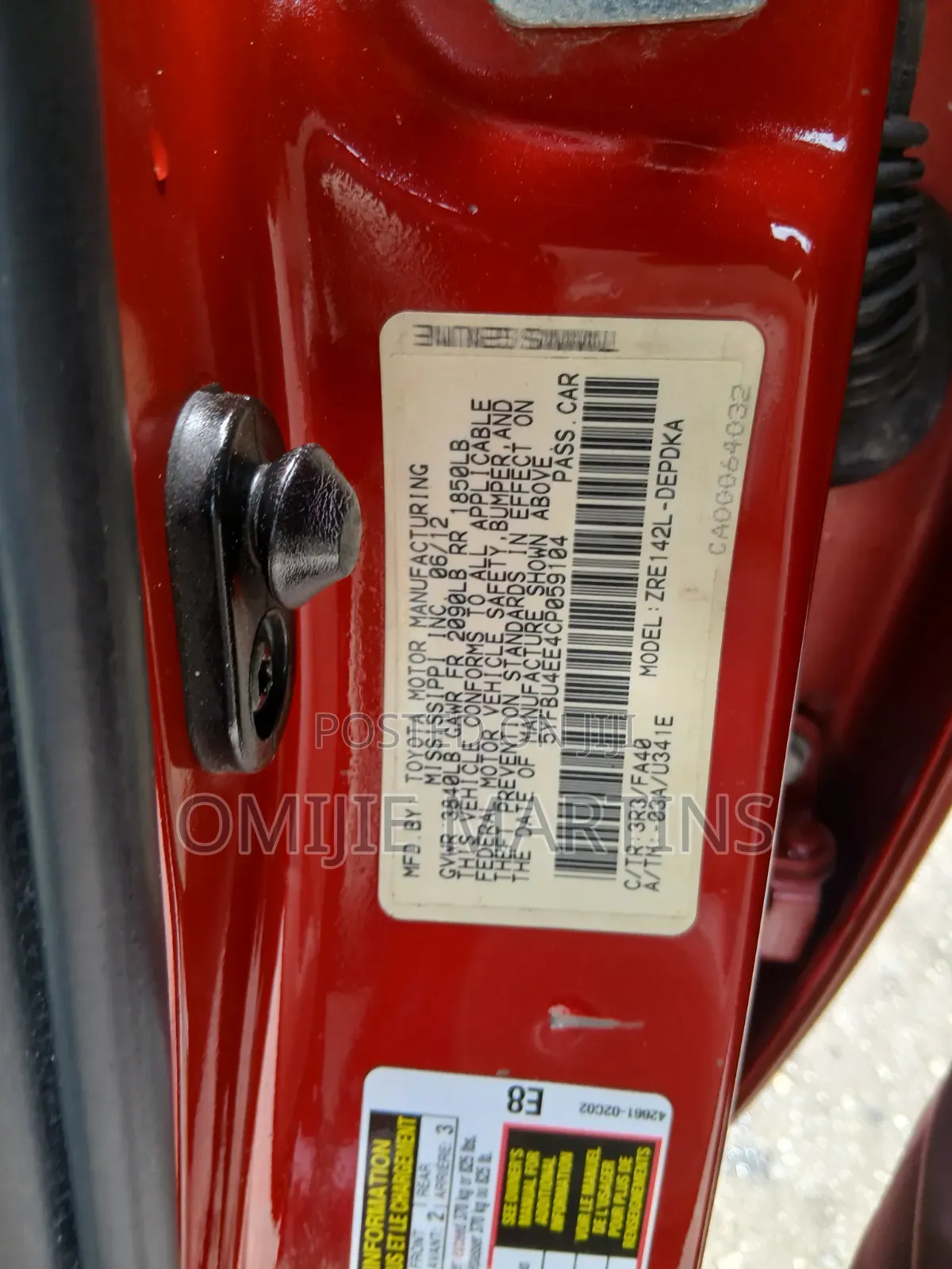 Toyota Corolla 2012 Red