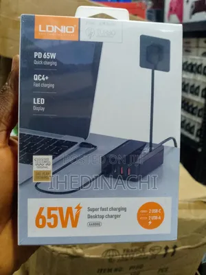 Ldnio 65w Desktop Fast Charger 4-Port Usb Qc4+ Pd Led Displa