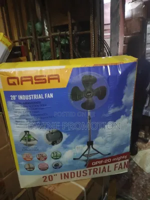 20" Qasa Industrial Standing Fan, Black Color With 1 Yr Warranty