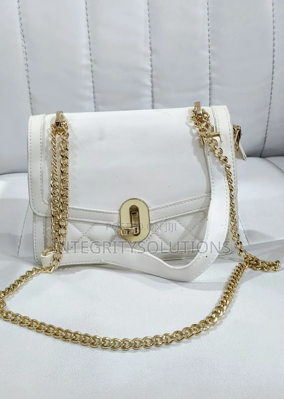 White Quilted Crossbody Flap Bag