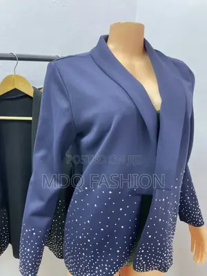 Women's Luxury Rhinestone Embellished Open-Front Blazer