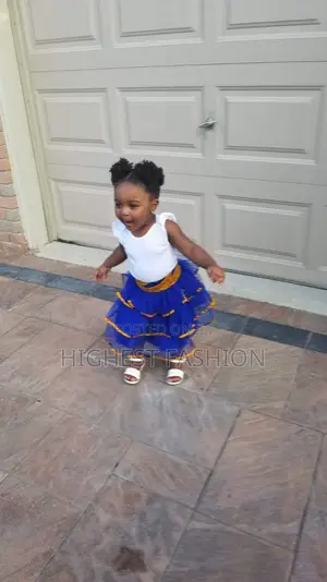 Yellow Bulb African Print Girls' Tiered Tulle Skirt