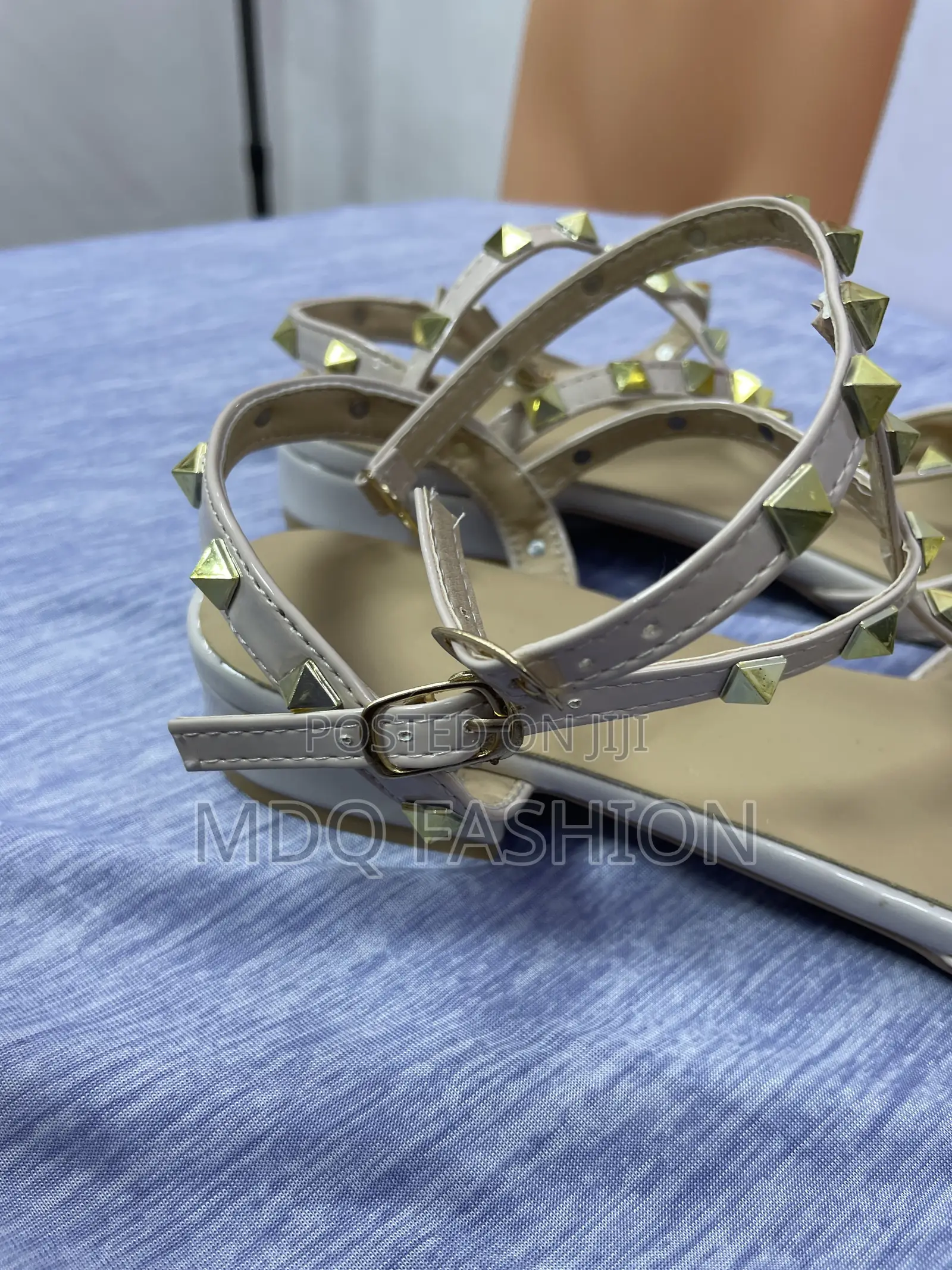 Luxury Studded T-Strap Pointed-Toe Flat Shoes