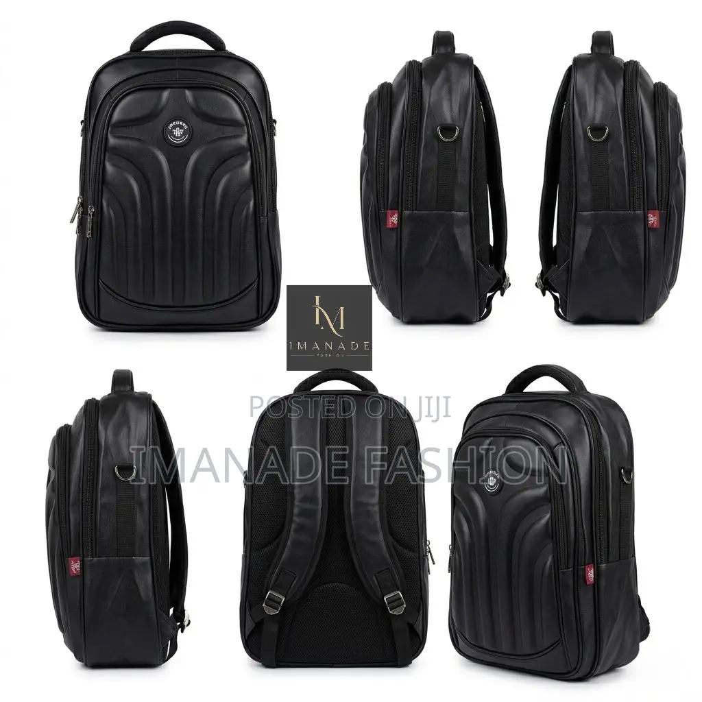 Hp Power Hard Shell Leather Backpack – Black