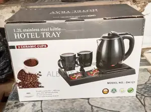 Hotel Kettle and Tray With 2 Ceramic Cups