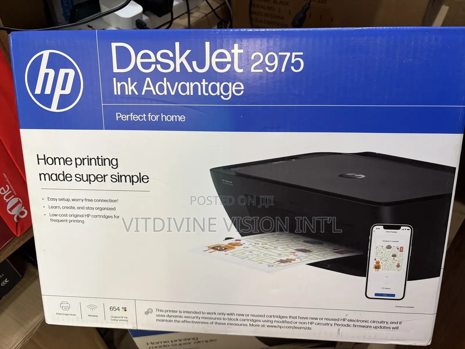 Hp Deskjet 2975 Printer Ink 3in1,Wireless,Bluetooth 654 Ink