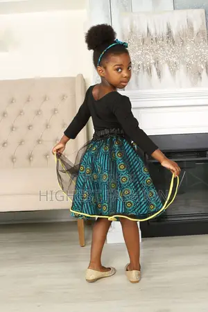 Didi African Print Girls' Flared Tulle Skirt