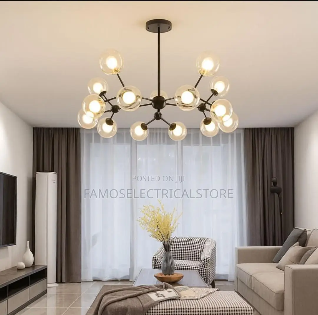 Modern Black Molecular Chandelier
