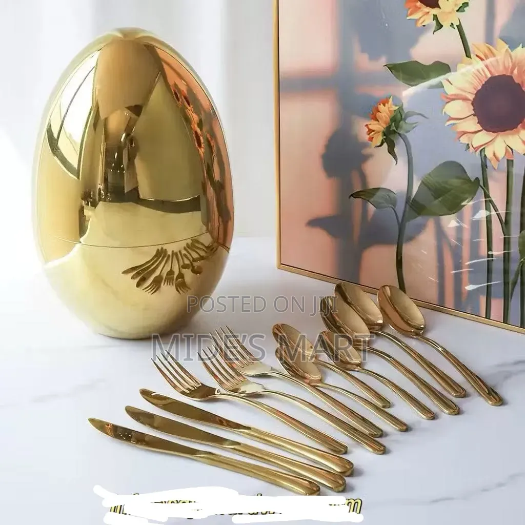 Quality Gold Egg Shape 24pcs Cutlery Set
