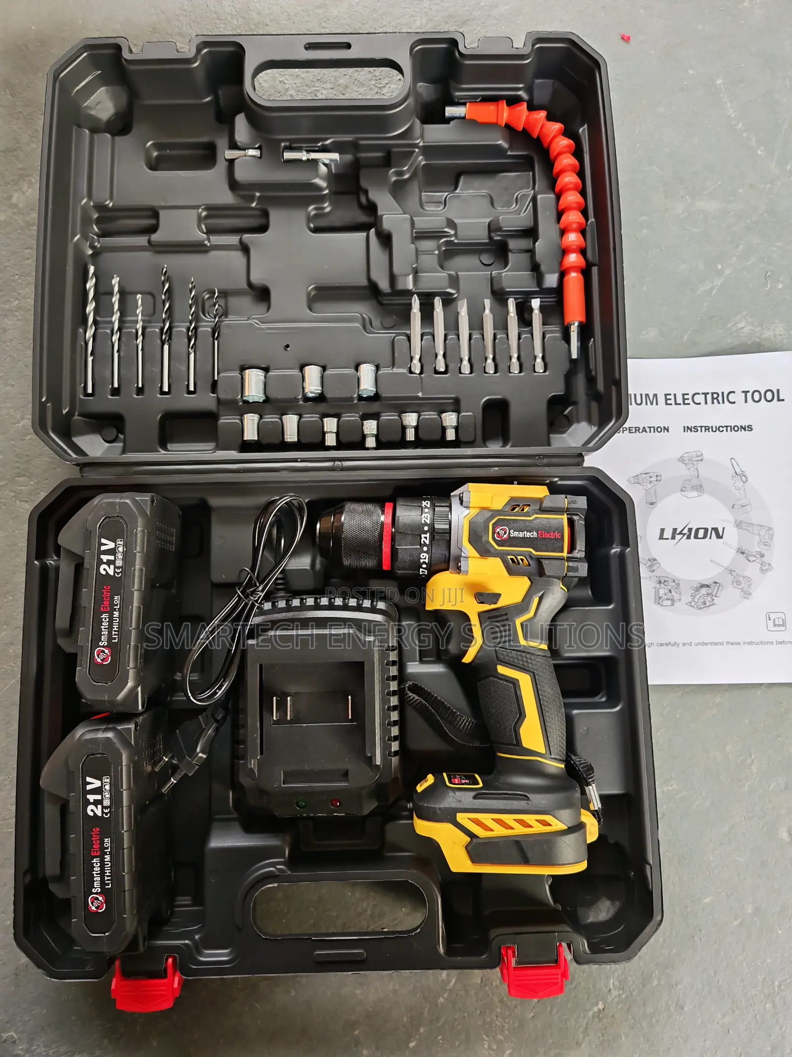 21v Max Cordless Drill And Impact Driver Power Tool Combo Set Kit