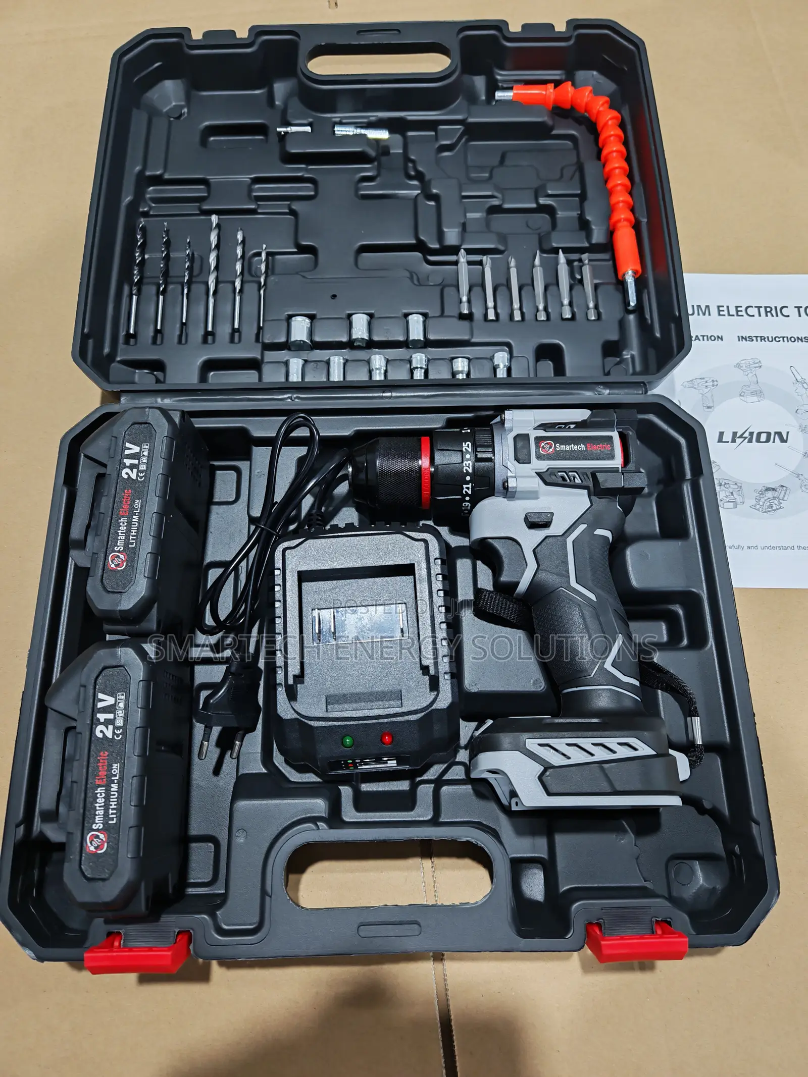 21v Max Cordless Drill And Impact Driver Power Tool Combo Set Kit