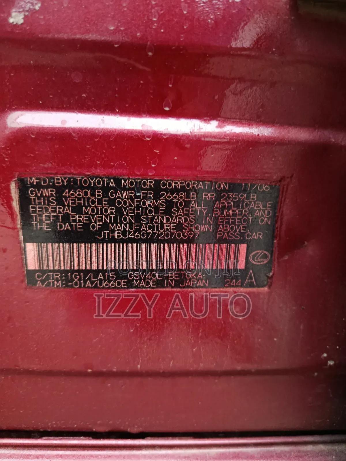 Lexus ES 350 2008 Red
