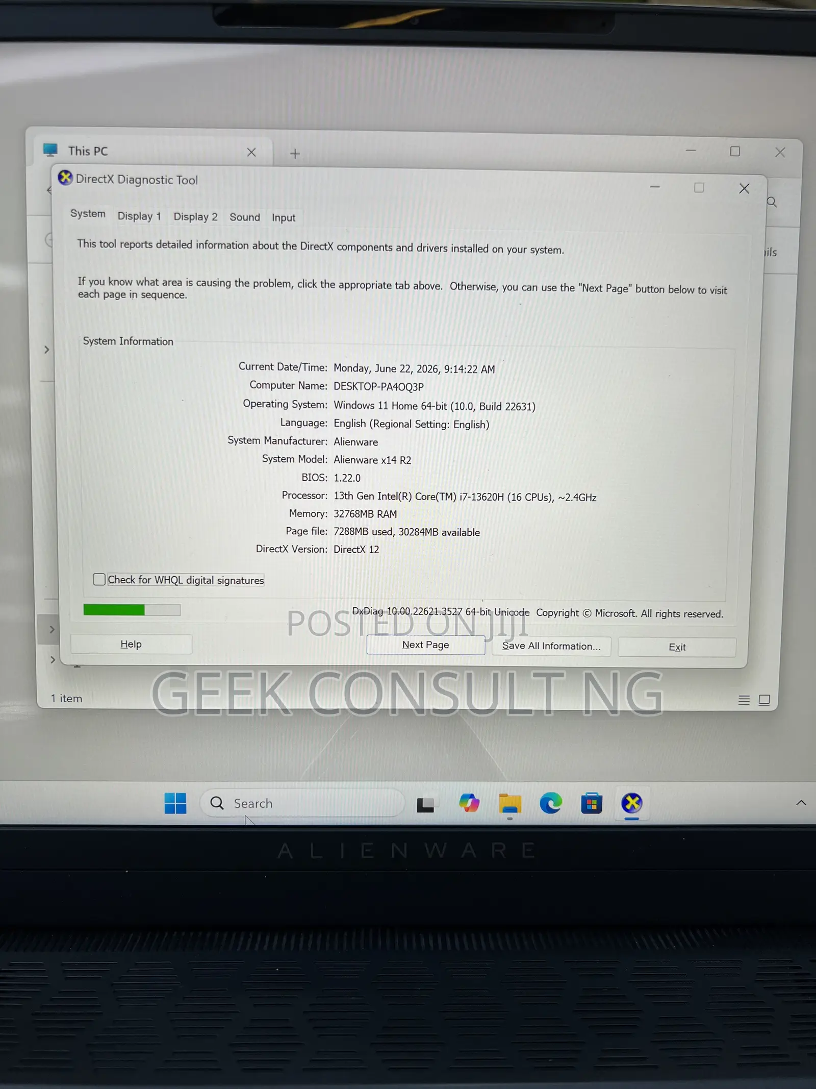 Laptop Alienware X14 32GB Intel Core i7 SSD 1T