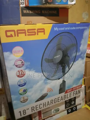 18" Qasa Rechargeable Standing Fan With 1 Year Warranty