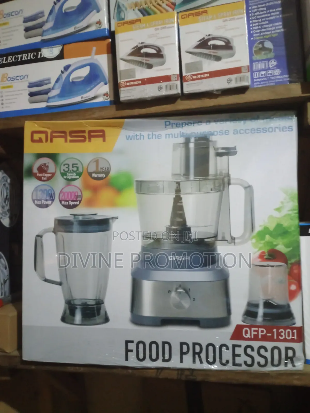 Qasa Multi Functional Food Processor With 1 Year Warranty.