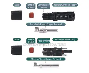 Mc4 Connector 1500v Pv Waterproof 30a for Solar System 5pairs/Pack