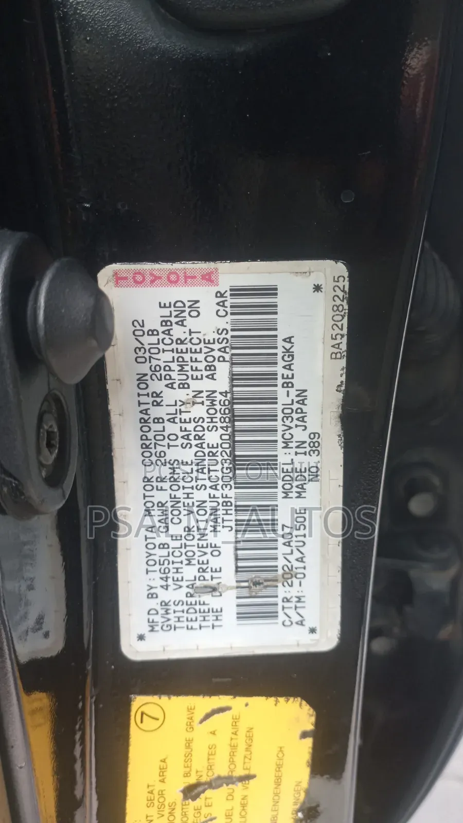 Lexus ES 2002 Black