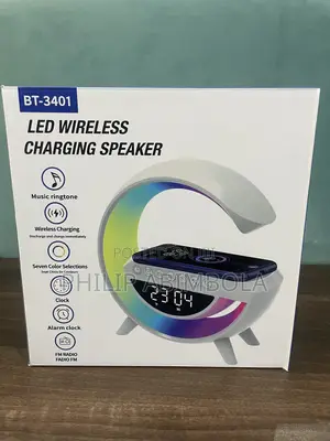Led Wireless Charging Speaker With RGB Light Alarm Clock (Bt-3401)