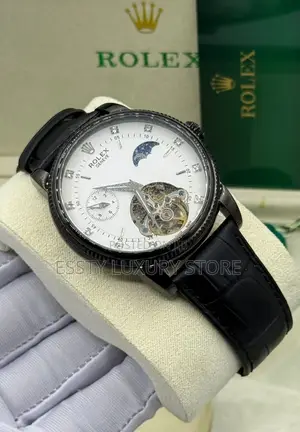 Rolex Quality Luxury Men Genuine Leather Wristwatch
