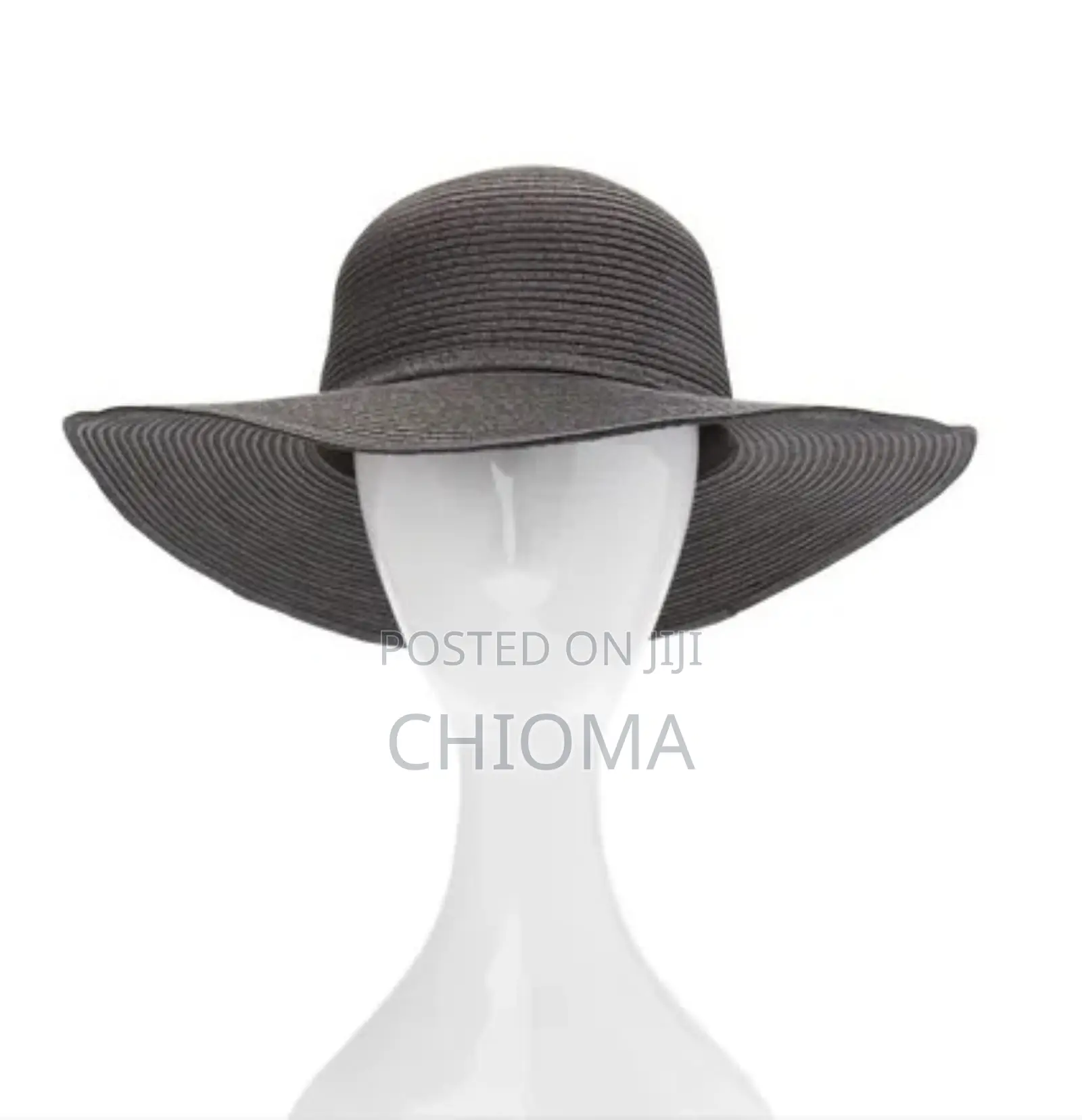 Black Floppy Straw Hat Adjustable Inner Band (Foldable Lightweight )