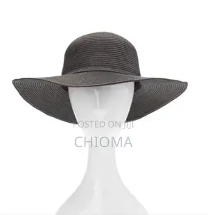 Black Floppy Straw Hat Adjustable Inner Band (Foldable Lightweight )