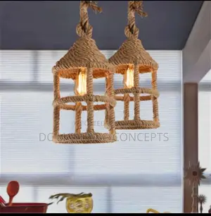 Post Modern Retro Hemp Rope Basket Lantern Lamp.
