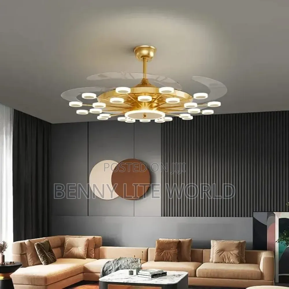 Led 24 Light Retractable Ceiling Fan Chandelier,