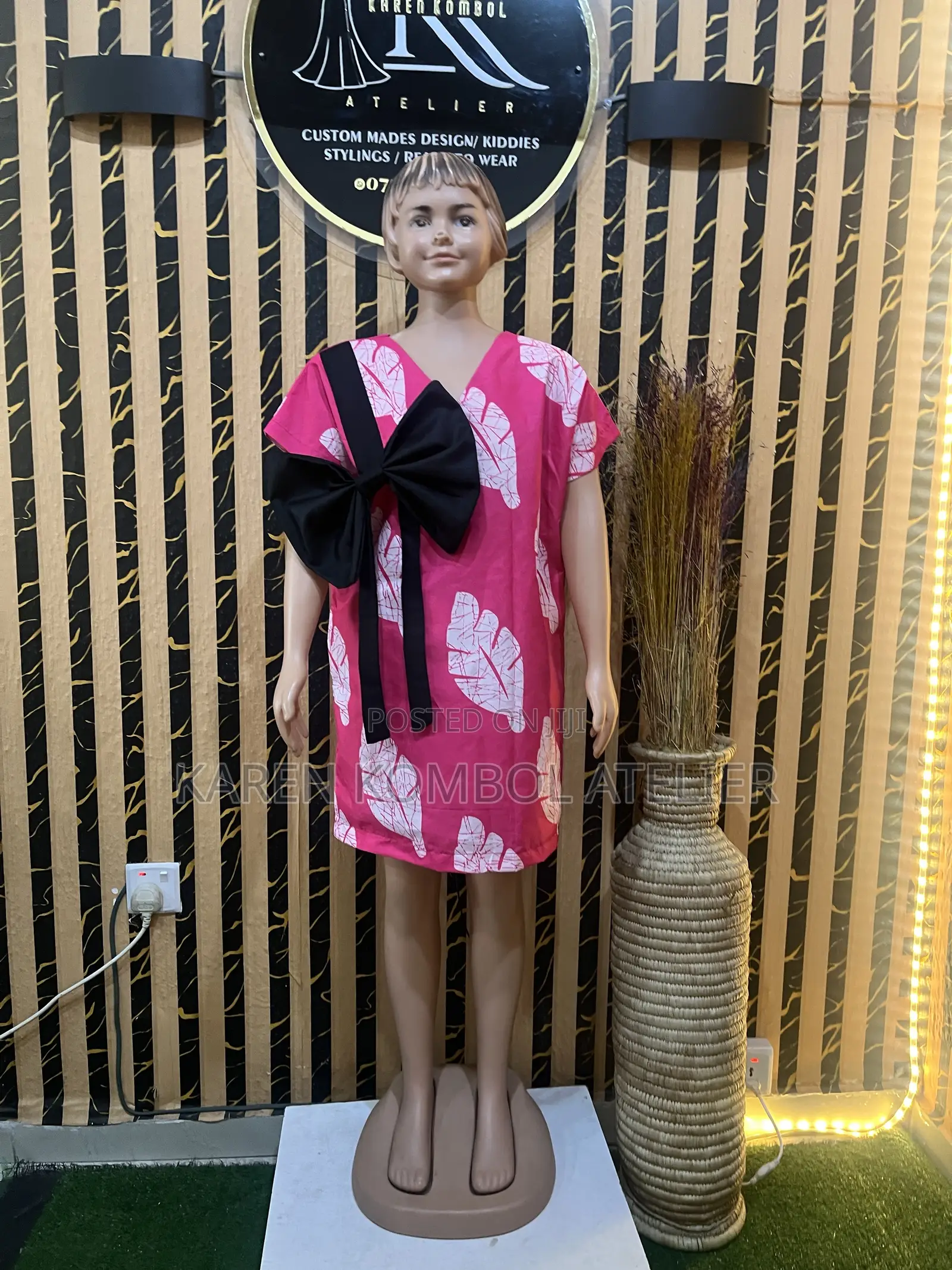 Pink Ankara Shift Dress With Statement Bow
