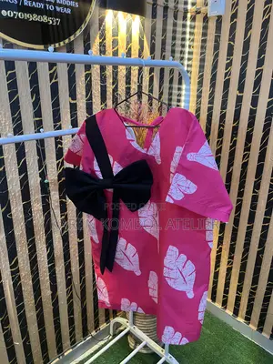 Pink Ankara Shift Dress With Statement Bow