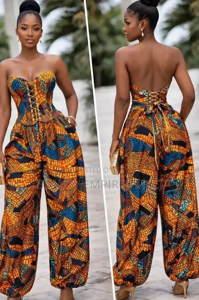 Strapless Ankara Corset Jumpsuit