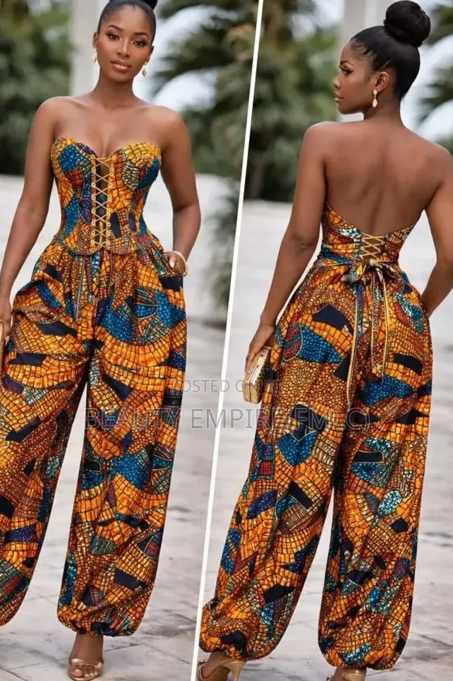 Strapless Ankara Corset Jumpsuit