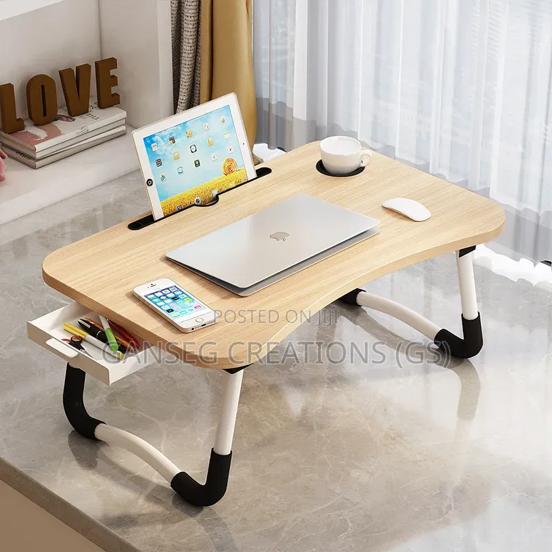 Portable Folding Study Table Laptop Stand With Tablet Slot