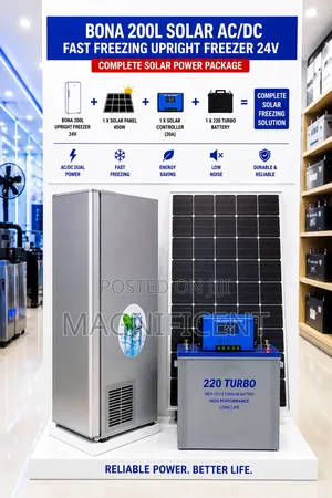 Bona 200l Solar Ac/Dc Upright Freezer 24v Complete Solar Freezing Solu